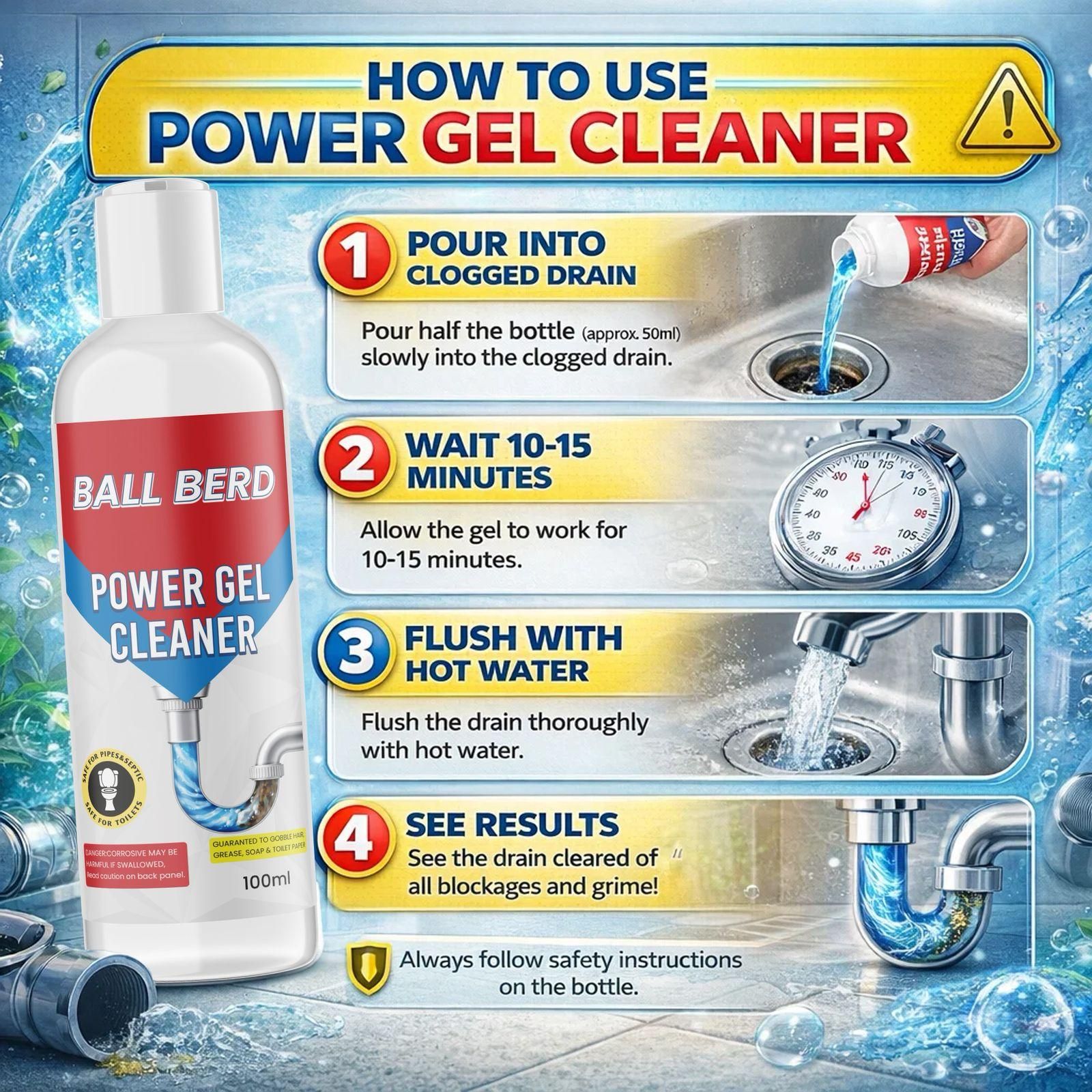 Ball Berd Power Gel Drain Cleaner 100 ml (Pack of 1)
